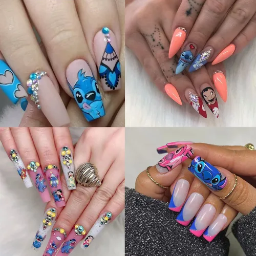 Vista 4 de 6 hojas de calcomanías de arte de uñas, calcomanías 3D autoadhesivas Kawaii, calcomanías de uñas para suministros de arte de uñas, calcomanías