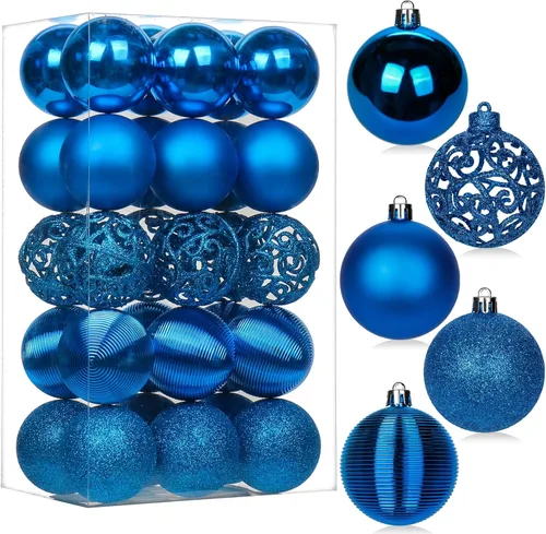 Vista 44 de 30 piezas de adornos de bola de árbol de Navidad irrompibles negros para decoración navideña