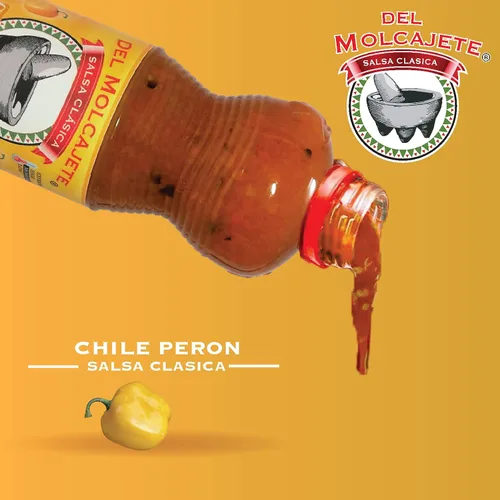 Vista 2 de Del Molcajete Chile Perón o Manazano Salsa Clasica paquete de 12