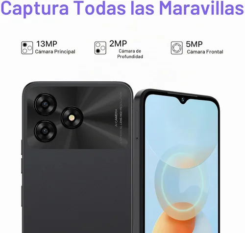 Vista 4 de UMIDIGI Teléfono celular desbloqueado, G5A MTK Helio A22 4+4 GB +64 GB Android Smartphone desbloqueado con pantalla completa de 6.52 pulgadas Negro