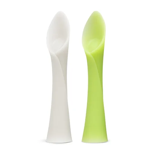Vista 13 de Olababy Juego de 2 piezas de alimentación avanzada para bebé, incluye cuchara de entrenamiento y cuenco de vapor Kiwi / Lima