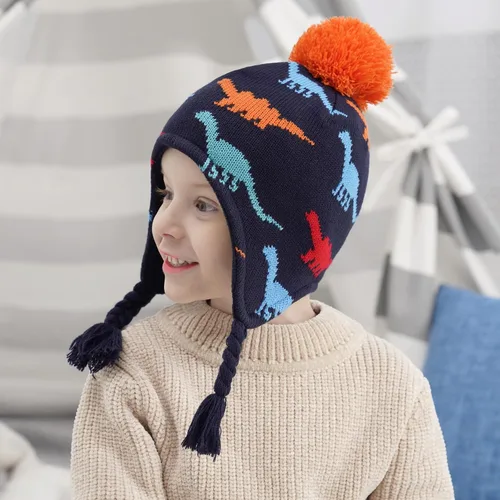 Vista 3 de Connectyle Gorro con orejeras para niños pequeños, con forro polar, gorro de invierno cálido