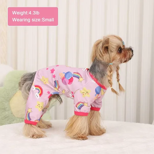 Vista 2 de Pijamas para perros pequeños, ropa para perros pequeños, ropa para perros pequeños, ropa suave y elástica para chihuahua, Yorkie, pijamas de verano