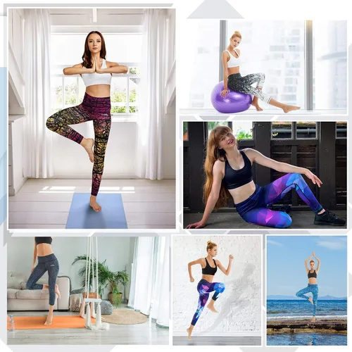 Vista 7 de COOLOMG Leggings de yoga para mujer, mallas para correr, leggings de tiro bajo, para entrenamiento, gimnasio, con bolsillos ocultos