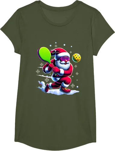Vista 61 de Pickle Ball Navidad Santa Deporte Jugador Padel Raqueta Snow Camiseta Negro
