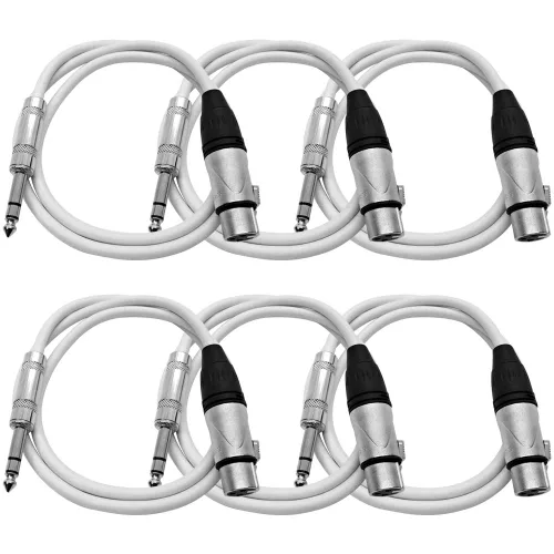 Vista 6 de Seismic Audio - SATRXL-F2-6 Paquete de cable de conexión XLR negro de 2 pies XLR hembra a 1/4" TRS