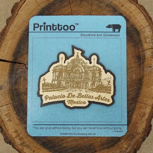 Vista 2 de Printtoo Palacio De Bellas Artes - Imán de madera grabado para nevera