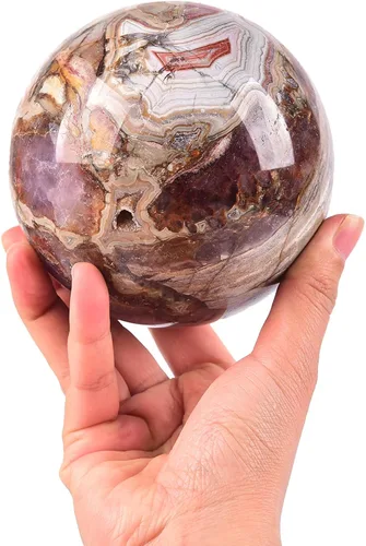 Vista 85 de JIC Gem Piedra Natural de Jaspe Africano Cristal de Curación Esfera Adivinación Bola de Piedra Preciosa, Feng Shui Reiki Aura Decoración