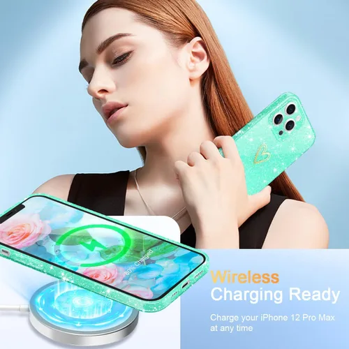 Vista 7 de Funda para iPhone 12 Pro Max, [purpurina transparente] [nunca amarilla] fundas de teléfono a prueba de golpes, funda protectora de silicona suave