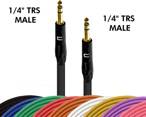 Vista 3 de Cable TRS de 1/4 pulgadas, 1/4 pulgadas TRS a 1/4 pulgadas (6.35mm) estéreo balanceado, de conector macho a conector macho para altavoces