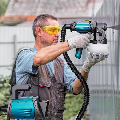 Vista 4 de Tilswall - Pulverizador de pintura HVLP de 800W, pistola de pintura eléctrica con 4 boquillas y 3 patrones para pintar muebles, gabinetes, vallas