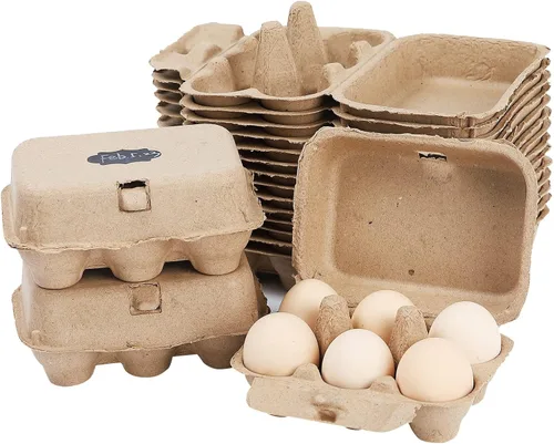 Vista 6 de Cartones de huevos de papel para huevos de gallina, 36 piezas de fibra de pulpa media docena de cartones de huevos a granel, 6 contenedores