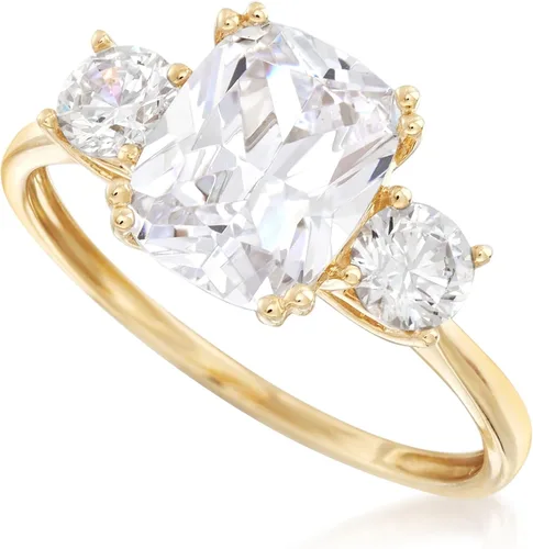 Vista 4 de Ross-Simons Anillo de 3,50 qt t.w CZ con 3 piedras en oro amarillo de 14 quilates