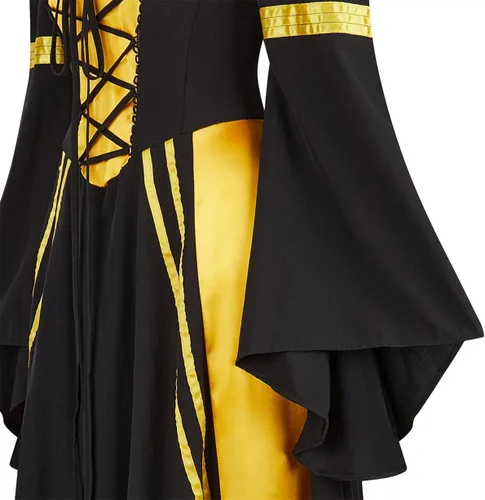 Vista 5 de Unigait Vestido renacentista para mujer, vestido medieval para disfraz de feria renacentista, vestido medieval de reina