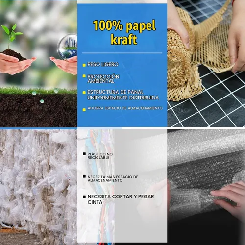 Vista 6 de Rollo de papel de embalaje de panal de abeja de 12 pulgadas x 295 pies con calcomanías frágiles, envoltura acolchada biodegradable para mudanza
