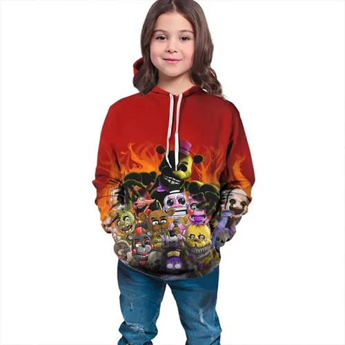 Vista 4 de Puzhai Sudadera con capucha para adolescentes con estampado 3D de anime para niños y niñas