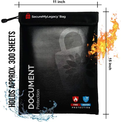 Vista 6 de Secure My Legacy - Bolsa ignífuga: bolsas impermeables e ignífugas para documentos, soporte para documentos con almacenamiento resistente al fuego