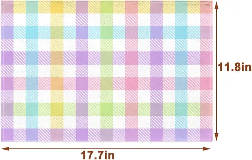 Vista 3 de Nepnuser Juego de 4 manteles individuales de lino con diseño de búfalo de Pascua, rústicos, para decoración de mesa de comedor, cocina, hogar