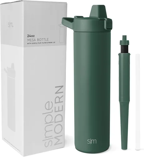 Vista 19 de Botella de agua filtrada Simple Modern Botellas de agua de viaje con filtro de carbono de acero inoxidable aislada Reutilizable para agua