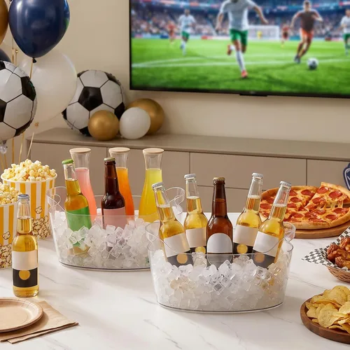 Vista 2 de Lifewit Cubo de Hielo Grande de 6.5L para Fiestas, Cubo de Bebidas Portátil para Bar de Cócteles, Enfriador de Plástico para Champán