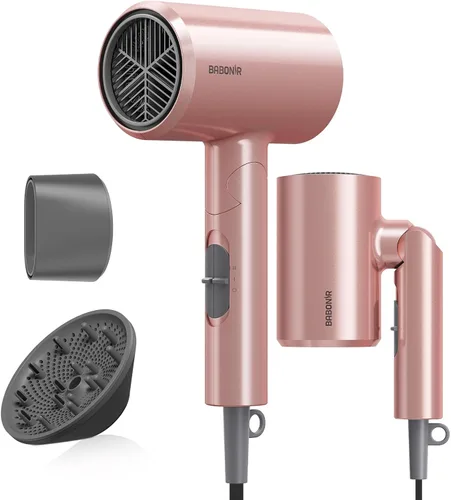 Vista 12 de BABONIR 1875W Hair Dryer with Diffuser, Ionic Foldable Blow Dryer, Black Fast Drying for All Hair Types, 3 Heat & 2 Speed, Concentrator &