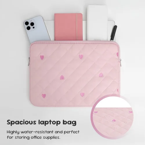 Vista 5 de Funda para laptop de 15 y 16 pulgadas, funda protectora compatible con MacBook Air MacBook Pro 15 de 16 pulgadas, funda acolchada a prueba de Rosa