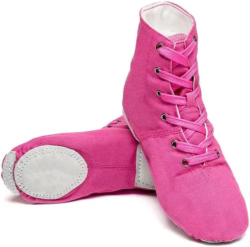 Vista 2 de missfiona Zapatos de jazz para mujer, botas de baile de lona con suela dividida para baile de salón
