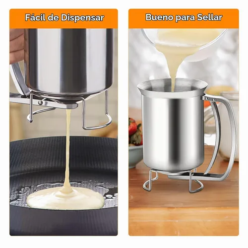 Vista 5 de Dispensador de masa para panqueques de acero inoxidable - Perfecto para panqueques, cupcakes, magdalenas y gofres (800ml)