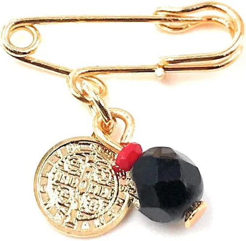Vista 2 de LESLIE BOULES Broche chapado en oro de San Benito para joyería de protección del bebé, Cristal