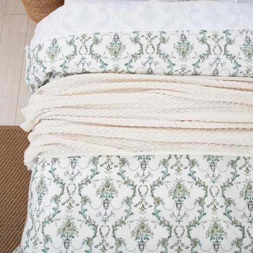 Vista 3 de DAUAOTO - Juego de funda de edredón tamaño Queen - 90 x 90 pulgadas + 2 fundas de almohada, juego de ropa de cama 100 % de algodón con estampado
