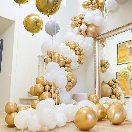 Vista 9 de PartyWoo 100 globos dorados metálicos y 6 globos de estrella dorados