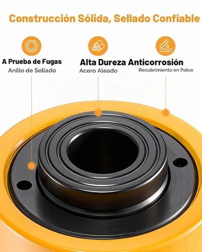 Vista 6 de Mophorn Gato Hidráulico de 20T 4" de Círculo Hueco de Acción Simple Cilindro Hidráulico de Ram 100mm Cilindros Hidráulicos de Elevación