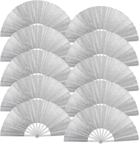 Vista 32 de 10 ventiladores plegables grandes de mano para hombres y mujeres, abanicos decorativos plegables, accesorios rave, utilizado para bailes, fiestas
