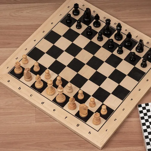 Vista 5 de A&A Tablero de ajedrez profesional de madera de 17.25 pulgadas con bolsa de almacenamiento, madera de ébano e incrustaciones de arce, cuadrados