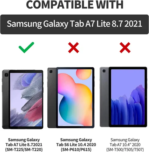 Vista 2 de Funda para Samsung Galaxy Tab A7 Lite de 8.7 pulgadas modelo 2021 (SM-T220/T225/T227), funda protectora delgada de piel sintética con función