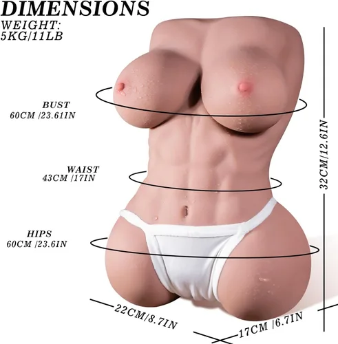 Vista 5 de Muñeca sexual realista de 11 libras para hombres, muñeca sexy muscular abdominal para adultos, muñeca de amor vívido de bolsillo, coño, juguete