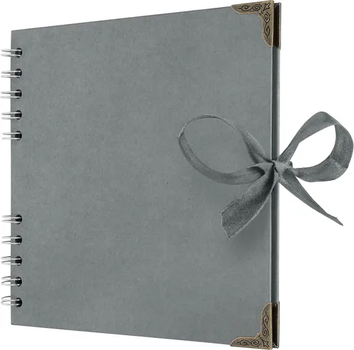 Vista 39 de Bstorify - Álbumes de fotos cuadrados de 36 páginas de 18 x 18 cm, papel kraft negro grueso, 250 g/m², libro de recuerdos, cierre de cinta, ideal