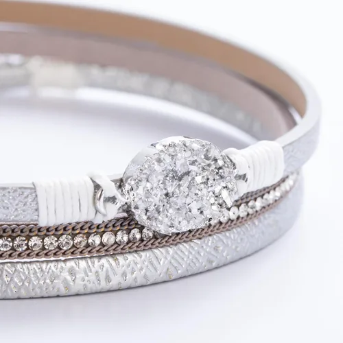 Vista 191 de FANCY SHINY - Pulsera de cuero estilo bohemio, pulsera de cuentas de cristal con cierre magnético, regalos de joyería para mujer
