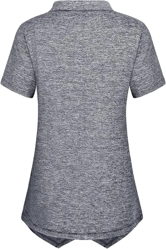 Vista 2 de MISS FORTUNE Camiseta de entrenamiento para mujer, polo de golf, manga corta, cuello en V, ligera, absorbe la humedad, camiseta de trabajo atlética