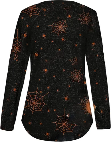 Vista 4 de UODSVP Sudadera de manga larga para mujer con estampado de Halloween