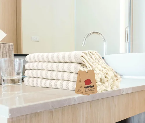 Vista 6 de Bazaar Anatolia Toallas de mano – Juego de 4 39 x 19 pulgadas – Toalla de mano turca a rayas para baño, 100% algodón, cocina, cara, cabello, té