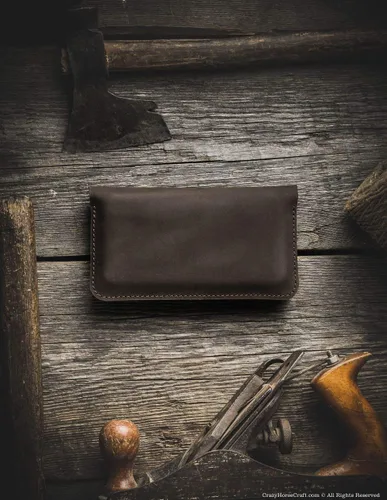 Vista 6 de Funda de cuero para 2 teléfonos, iPhone 15 Pro Max / 15 Plus, 14/13 / 12, 13/12 Mini, billetera doble, marrón madera, bolsa para teléfono móvil