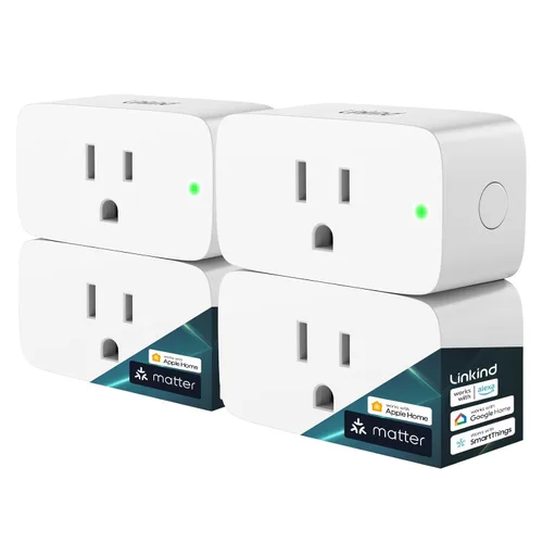 Vista 11 de Linkind Matter Smart Plug, funciona con Apple Home, Siri, Alexa, Google Home, SmartThings, Smart Outlet 15A/1800W Max, automatización del hogar