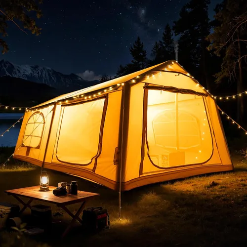 Vista 9 de Inflatable Tent for Camping, Waterproof Oxford Large Blow Up Hot Tent with Pump, Easy Setup Inflatable Glamping House Air Tent for Family