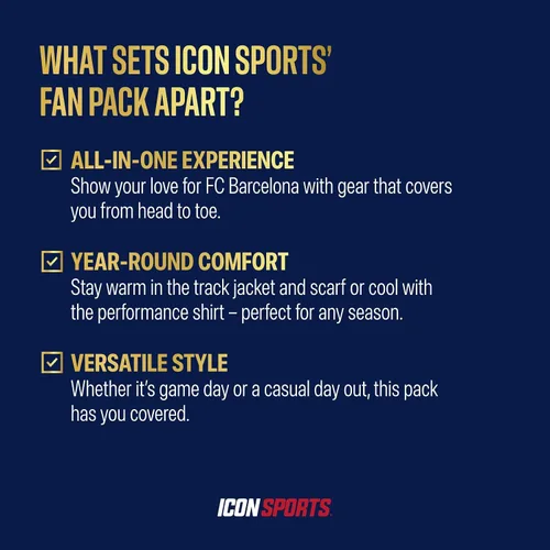 Vista 8 de Icon Sports Pro League Paquete de Fan Ultimate – 5 piezas de mercancía de fútbol con licencia oficial - Camiseta, Jersey, Chaqueta, Bufanda, Balón