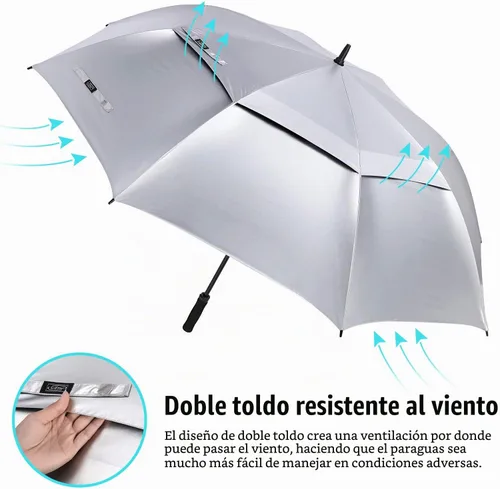 Vista 4 de G4Free Paraguas enorme de golf con protección UV, apertura automática, resistente al viento, paraguas de gran tamaño, extra grande, ventilado, doble