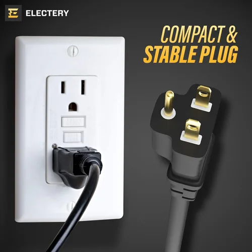 Vista 6 de Cable de extensión negro de 3 pies 16/3 SJTW de 3 clavijas para exteriores, 13 amperios, 125 V, cable de alimentación, enchufe flexible e