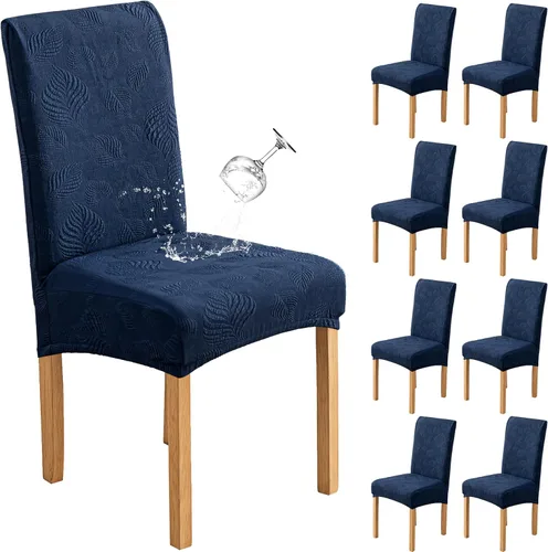 Vista 24 de Genina - Juego de 2 fundas impermeables para sillas de comedor, fundas para sillas de cocina, color beige