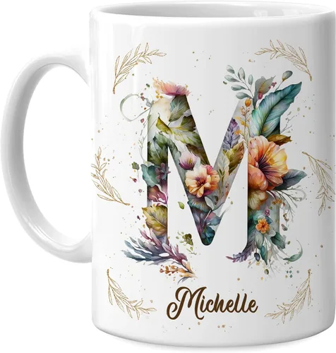 Vista 25 de Hyturtle Taza de café personalizada con inicial con nombre, monograma de cumpleaños, regalos de Navidad para niñas y mujeres, letra A del alfabeto
