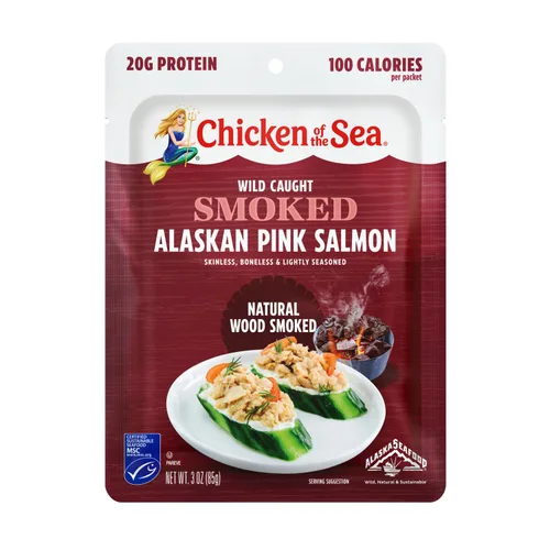 Vista 13 de Pollo del mar sin piel y sin hueso Pacífico ahumado salmón, bolsa de 3 onzas (paquete de 12)